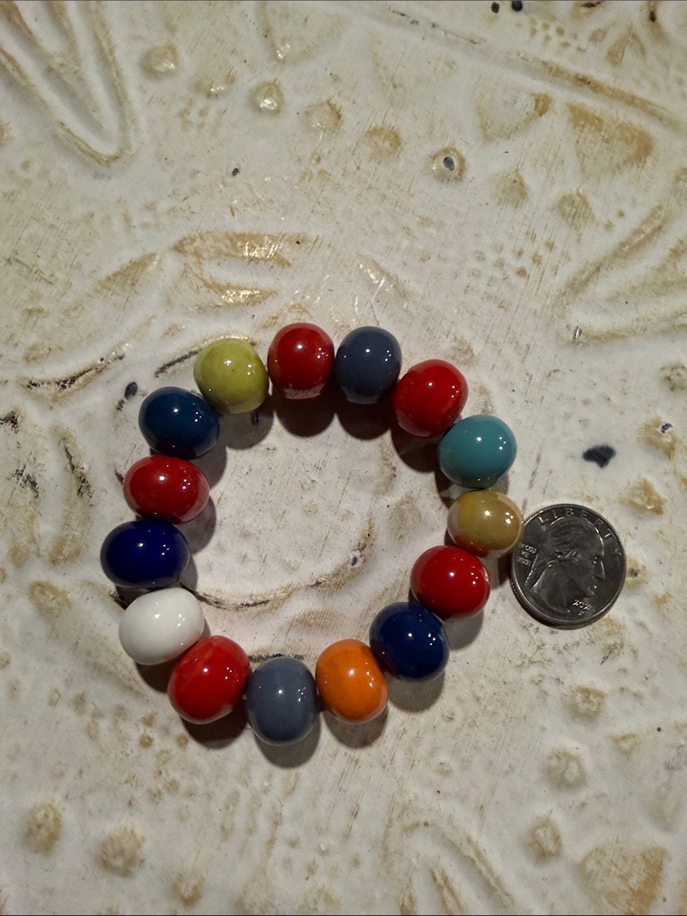 Ceramic Bead Stretch Bracelet, Multicolor